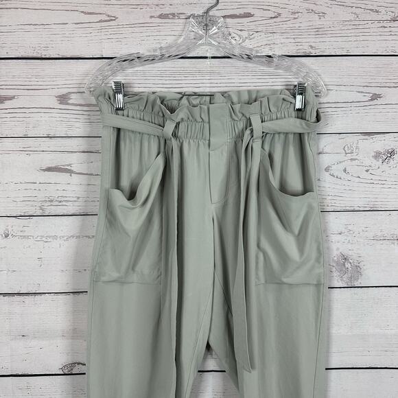 Athleta Pants Womens 8 Gray Skyline Pants Paper Bag Waist Belted Joggers Pull on - Picture 2 of 16